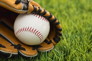 Baseball in glove