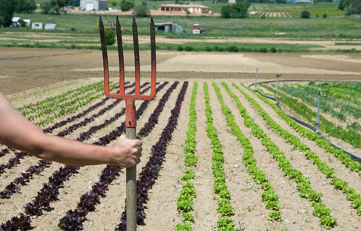 Farmer with pitchfork