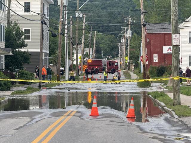 Water main break on Water Street