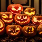 Lit jack o' lanterns