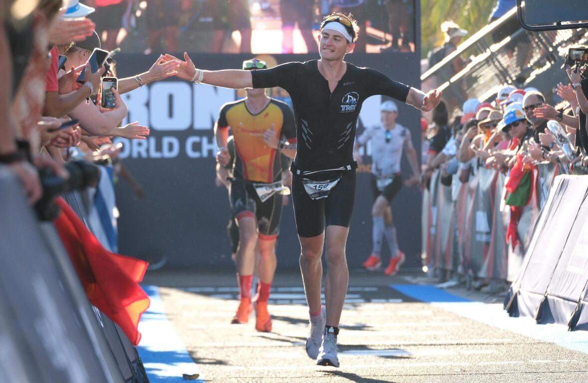 Tate Matte at Ironman triathlon finish