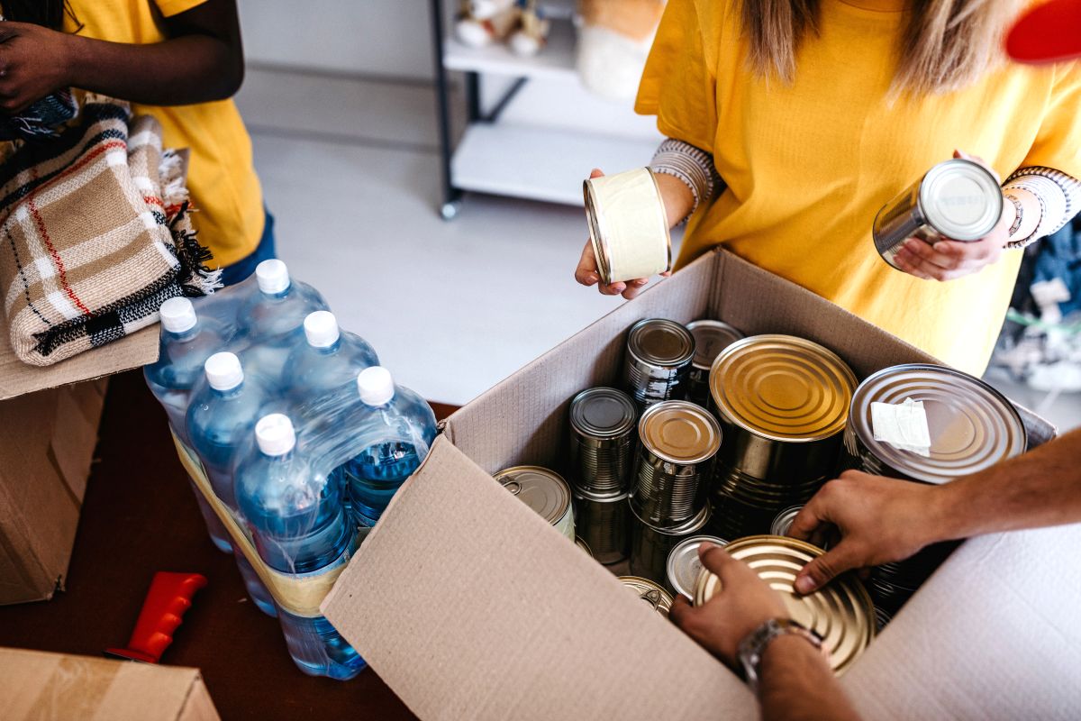 Volunteers at food pantry