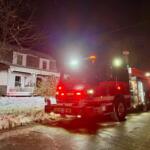 Rindge Fire Truck outside of 44 Mountain Road.