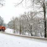 Driving on a snowy highway