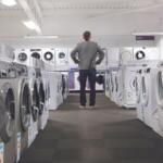 Customer shopping for a washing machine