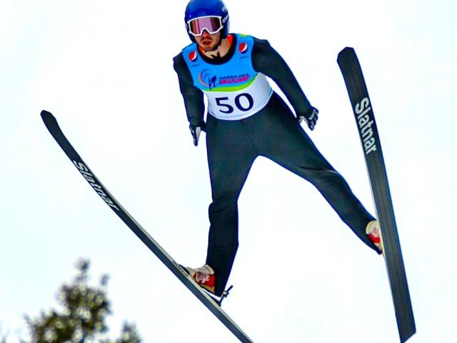 The 2025 winner Uhr Rosar at Harris Hill Ski Jump.