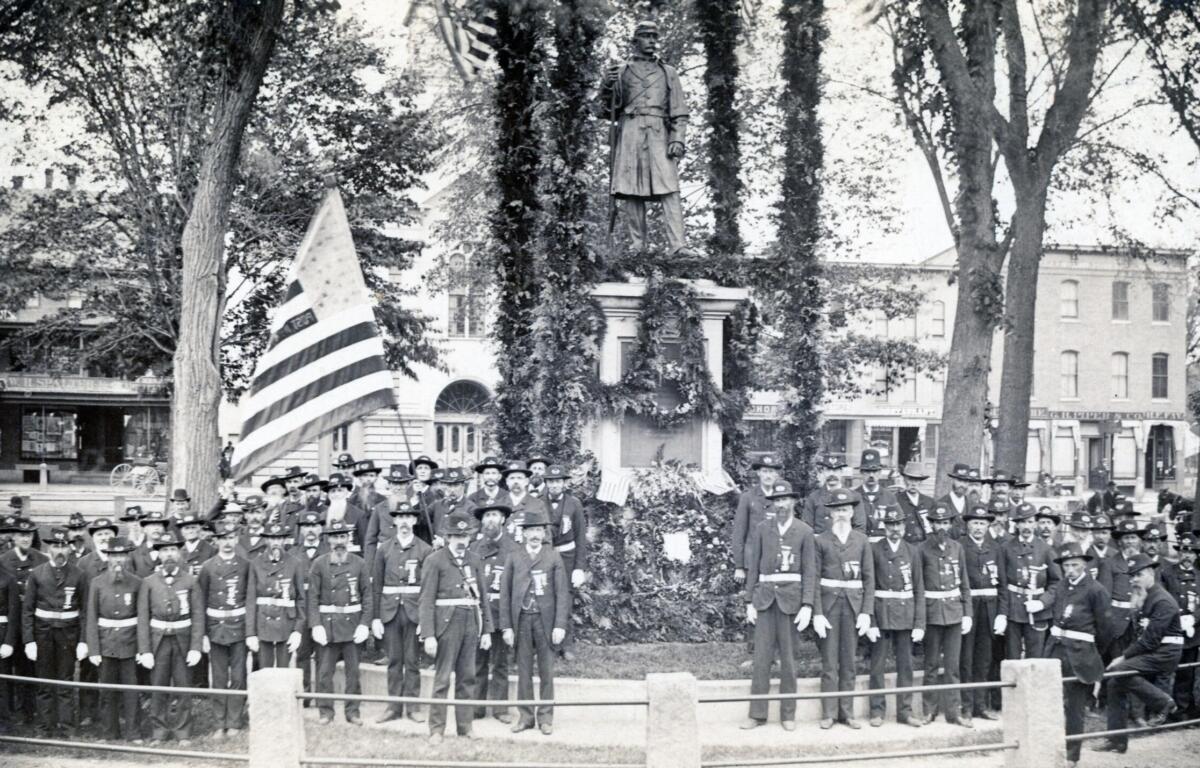 Historic photo of Civil War veterans in Central Square