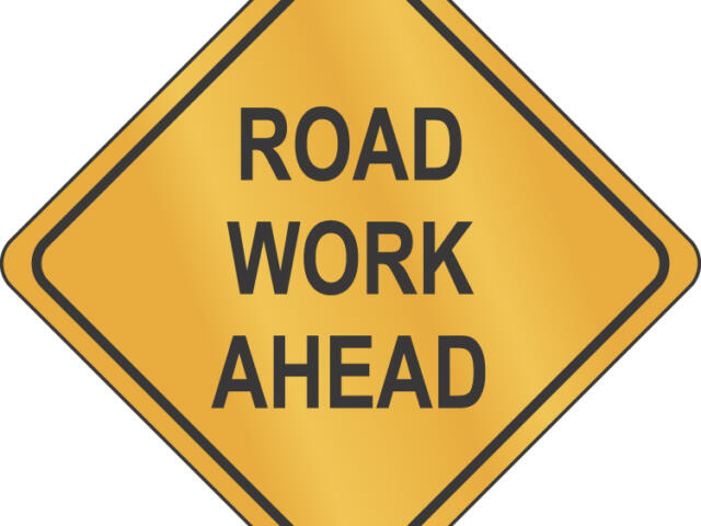 Road work ahead sign (illustration)